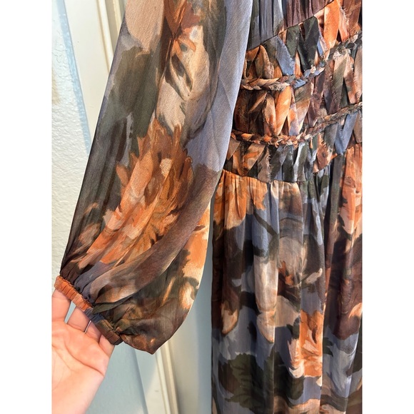 Floral Braided Long Sleeve Sheer Maxi Dress - Picture 7 of 7